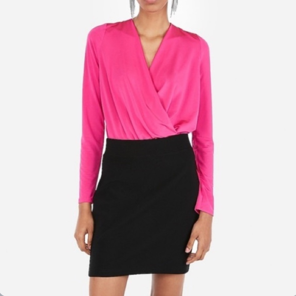 Urban Expressions Hot Pink Wrap-Front Bodysuit